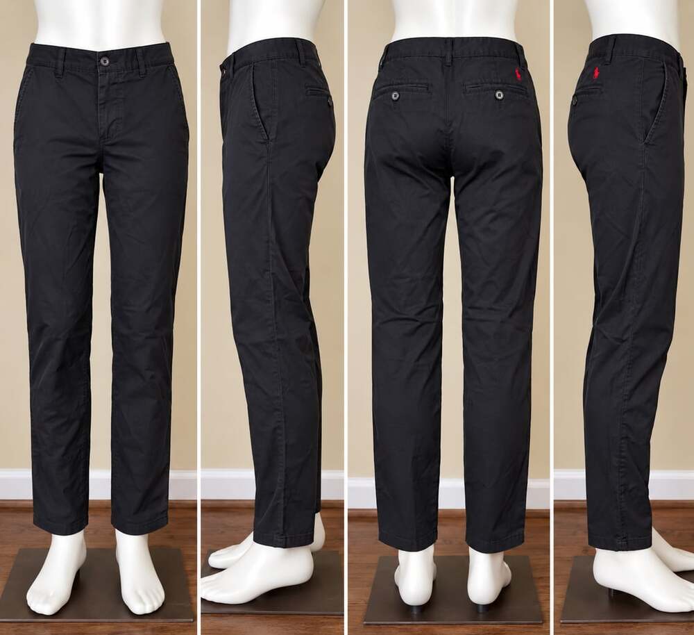 Polo Ralph Lauren Boys Size 18 Black Chino Pants Red Pony Straight Leg